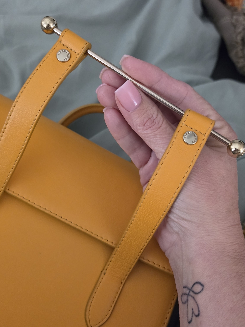 Strathberry Yellow Leather Mini Tote Bag - Picture 6 of 10